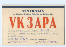 26517/ QSL Funkerkarte  Australia Fiskville Via Ballan  Victoria 1949 Australien - Autres & Non Classés