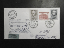 CSSR Mi. 737/739 LP FDC Beethoven 7.6.1952 In Die DDR Nach Stralsund - Covers & Documents