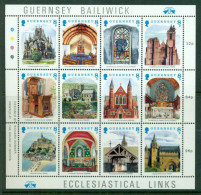 GUERNSEY 1988 Mi 436-47 Mini Sheet** Churches [B469] - Iglesias Y Catedrales