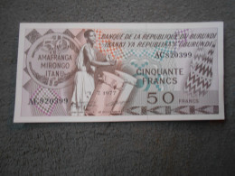 Ancien Billet De Banque Burundi 50 Francs 1977 - Thaïlande