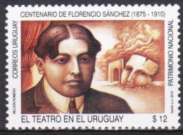 2010 URUGUAY  Mnh - Florencio Sanchez Theatre Teatro Masks Mascara  Yv 2437 - Uruguay