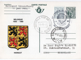 PHILATELIE - Carte Postale - Courrier Par Ballon - Armoiries HAINAUT - CEROUX-MOUSTY - Gebraucht