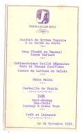 TUNISIA PALACE HOTEL   TUNIS  29 NOVEMBRE 1952 - Menus