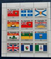 Canada 1979 MNH Sc #832a**   2.04$ Pane Of 12 Provincial Flags, Upper Left Pane - Neufs