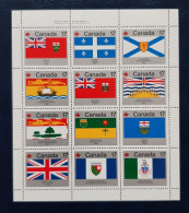 Canada 1979 MNH Sc #832a**   2.04$ Pane Of 12 Provincial Flags, Only Text Upper Pane - Neufs