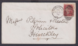 Grossbritannien Brief 16 Platte 184 K1 London W.C. Nach Hinckley Kat 90,00 - Lettres & Documents