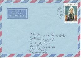 Iceland Air Mail Cover Sent To Denmark 29-10-1990 ?? Single Franked - Luftpost