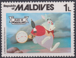 1980 Malediven ** Mi:MV 909, Yt:MV 835, The White Rabbit, Disney - Walt Disney's Animated Film "Alice In Wonderland" - Maldives (1965-...)