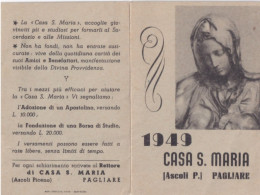 Calendarietto - Casa S.maria - Ascoli Piceno - Pagliare- Anno 1950 - Formato Piccolo : 1941-60