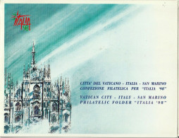 VATICANO 1988 FOLDER EMISSIONE CONGIUNTA ITALIA-SAN MARINO 1998 GIOVANNI PAOLO II - Booklets