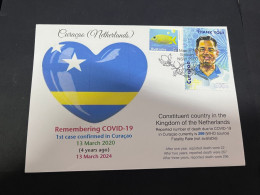 13-3-2024 (2 Y 52) COVID-19 4th Anniversary - Curaçao (Netherlands) - 13 March 2024 (with Curaçao COVID-19 Stamp) - Disease