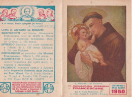 Calendarietto - Pro Apostoliche  Missioni Francescane - Roma - Anno 1950 - Kleinformat : 1941-60