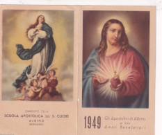 Calendarietto - Scuola Apostolana Del S.cuore - Albino - Bergamo - Anno 1949 - Petit Format : 1941-60
