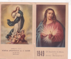 Calendarietto - Scuola Apostolana Del S.cuore - Albino - Bergamo - Anno 1949 - Small : 1941-60