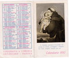 Calendarietto - Tipografia E Libreria Antoniana - Padova - Anno 1950 - Tamaño Pequeño : 1941-60