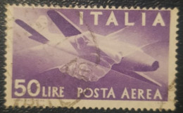 Italy 50L Used Airmail Stamp - Posta Aerea