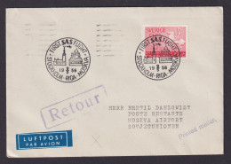 Flugpost Brief Air Mail SAS Schweden Erstflug Stockholm Riga Lettland Moskau - Storia Postale