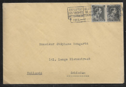 Belgium. Stamp Sc. 310 On Commercial Letter, Sent From Bruxelles On 21.12.1939 For Schiedam Netherlands - 1936-1957 Open Collar