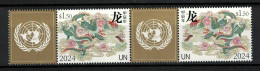 UNITED NATIONS, UN ,2024 ZODIAC LUNAR NEW YEAR OF DRAGON SE-TENANT STRIP OF 2 STAMPS MNH (**) - Anno Nuovo Cinese