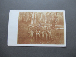 Foto AK 1915 1.WK 4 Soldaten In Uniform Im Birkenwald MS Hannover Und L3 1. Kompagnie Ersatz Bataillon Füs. Regts No 73 - Guerra 1914-18