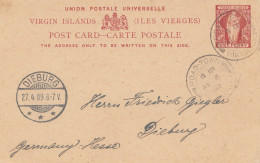 Virgin Islands: Road Town 1909 Post Card To Dieburg/Germany - British Virgin Islands