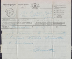 Télégramme Déposé à COUILLET Pour Juge De Paix Au Tribunal De Fosses - Càd Hexagon. FOSSES /25 NOV 1897 - Telegraphenmarken [TG]