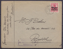 L. De Hallaer Affr. OC3 Càd HEYST-OP-DEN-BERG /19 II 1915 Pour BRUSSEL - Transportée Par Tramway Jusqu'à Mechelen Où Ell - OC1/25 Gouvernement Général