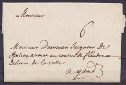L. Datée 24 Juin 1744 De MAESTRICHT Pour GAND - Port "6" - 1714-1794 (Pays-Bas Autrichiens)