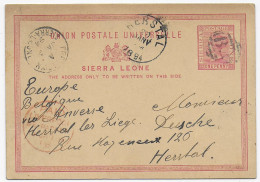 Sierra Leone, Freetown Post Card 1894 To Belgium/Herstal - Sierra Leone (1961-...)