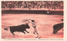 CORRIDA - Corrida De Toros - Las Banderillas - Les Banderilles - Suerte à La Carrera - Animé - Carte Postale Ancienne - Corrida