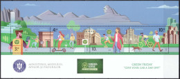 2022, Romania, Green Friday, Bicycles, Dogs, Environment Protection, Souvenir Sheet Of 4, MNH(**), LPMP 2355a - Ongebruikt