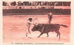 CORRIDA - Corrida De Toros - Les Banderillas (Pose De Banderilles) - Animé - Carte Postale Ancienne - Corridas