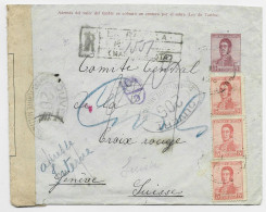 ARGENTINA ENTIER 5C ENVELOPPE COVER +5CX3 REC BUENOS AIRES 1918 TO CROIX ROUGE GENEVE CENSURE 205 + INTERNE - Covers & Documents