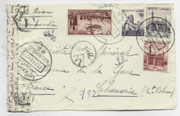 EGYPTE PA 5 M+2M+50M+40M LETTRE COVER REC AVION HELIOPOLIS 1956 TO CHAMONIX FRANCE CENSURE - Covers & Documents