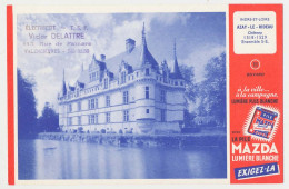 Buvard 20.7 X 13.5 La Pile MAZDA éclairage Portatif N° 11 Château D'Azay Le Rideau Indre Et Loire 1518-1529* - Electricidad & Gas