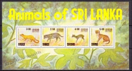 Sri Lanka 1981 Yvert BF 13, Fauna, Animals, Little Mammals - Miniature Sheet - MNH - Sri Lanka (Ceylon) (1948-...)