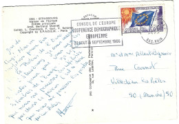 France Conseil Europe S34 Drapeau 0.6 O Ssl Flamme SECAP Conference Demographique Européenne Strasbourg 1966 - Storia Postale