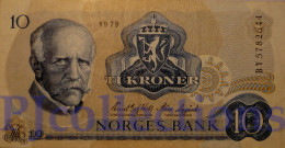 NORWAY 10 KRONER 1979 PICK 36c VF+ - Norvège