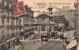 FRANCE - Grenoble - L'Eglise St Louis, La Rue Poulat, La Moucherotte - Tramway - Animé - Carte Postale Ancienne - Grenoble