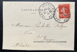 10c SEMEUSE SUR CARTE LETTRE / BOUQUEMAISON SOMME POUR ST GEORGES 1914 - Cartes-lettres