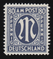 34b AM-Post 80 Pf Seltene Farbe Schwarzblau, ** Befund Wehner Einwandfrei - Mint