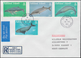 Falkland Inseln Wale, Satz Auf R-Brief Stanley 16.5.89 - Balene