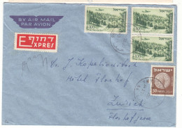 Israël - Lettre Exprès De 1954 - Oblit Haifa - Exp Vers Zurich - Monnaies - - Covers & Documents