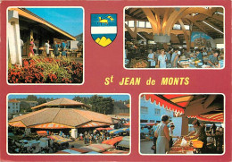 Marchés - Saint Jean De Monts - Le Marché Couvert - Multivues - Blasons - CPM - Flamme Postale De Saint Jean De Monts -  - Mercati