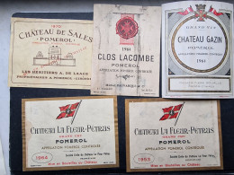 LOT 5 ETIQUETTES DE VIN (M23XX) Château LA FLEUR PETRUS CLOS LACOMBE GAZIN DE SALES (7 Vues) POMEROL - Bordeaux