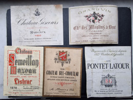 LOT 5 ETIQUETTES DE VIN (M23XX) Château GISCOURS BEL CHOUTEAU PONTET LATOUR SEMEILLAN MAZEAU CERONS (7 Vues) - Bordeaux