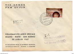 San Marino - Collegamento Aereo Speciale Milano/Rimini/San Marino - Airmail
