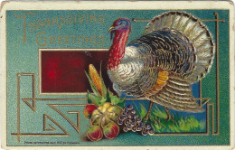 Thanksgiving Greetings Embossed Turkey Fruits - Giorno Del Ringraziamento