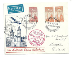 DENMARK DANMARK - AIRMAIL LUFTPOST COVER - VIBORG JUBILEAMUS SPECIAL CANCEL FIRST 1ST FLIGHT - Airmail