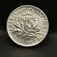 50 CENTIMES SEMEUSE ARGENT 1917 / FRANCE SILVER - 50 Centimes